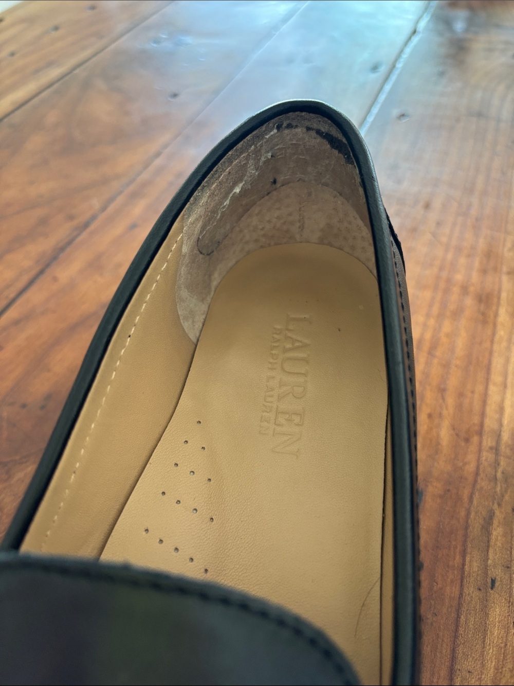 Lauren Ralph Lauren Lug Sole Black Leather Penny Loafers Women’s 9 - Picture 5 of 8